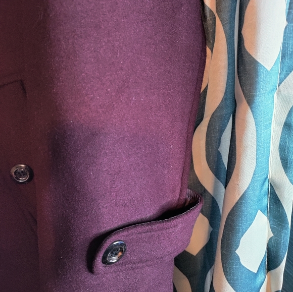 Mens burgundy winter pea coat jacket - Picture 4 of 8